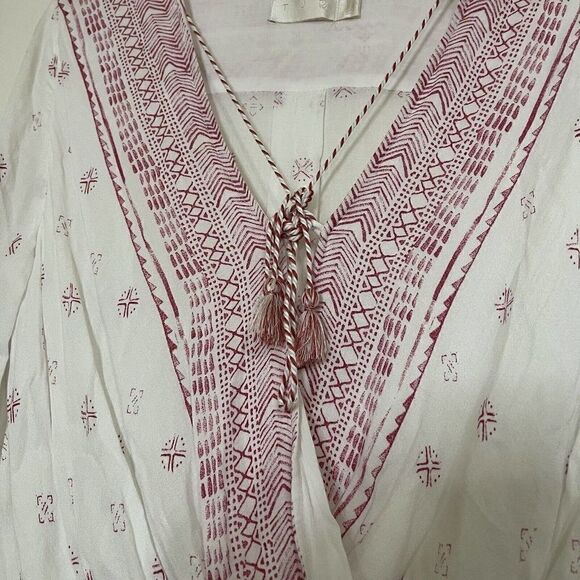 TJD The Jetset Diaries Red white boho tribal Twist front top size US small - Picture 5 of 7